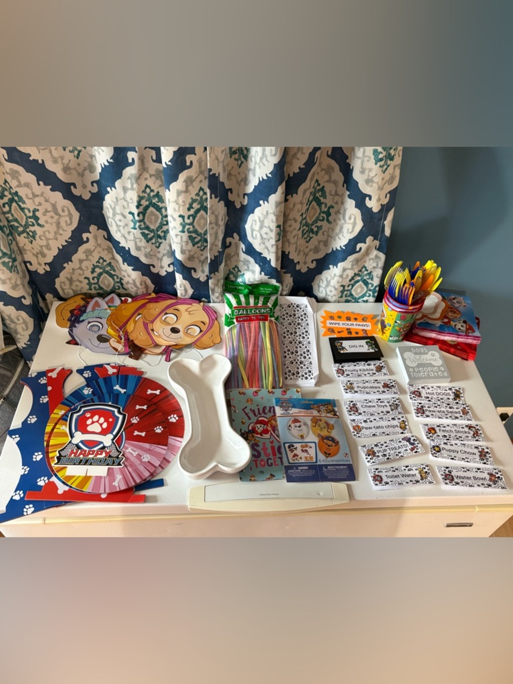 Paw Patrol Kids Party Set with Red, Blue, Yellow & White Accents